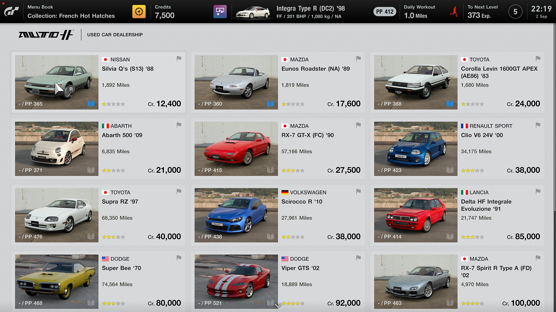 Used Car Dealership; the star ratings were removed starting from the State of Play build. Captured on September 2, 2021; taken from GT website. Used Car Dealership; the star ratings were removed starting from the State of Play build. Captured on September 2, 2021; taken from GT website.