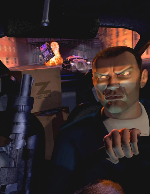 Police inside of a car while Claude uses a landmine. Police inside of a car while Claude uses a landmine.