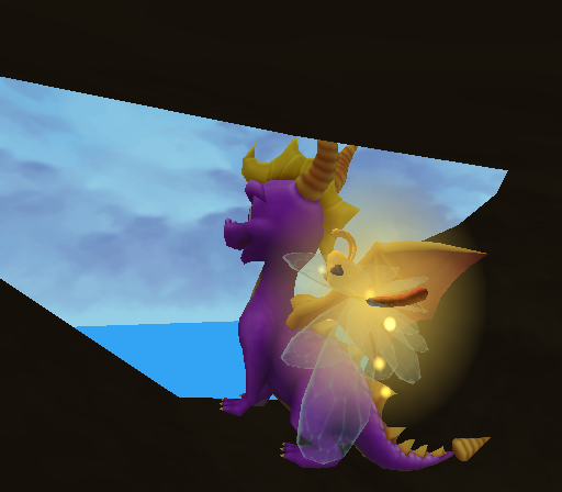 Spyro can hop through this crack, and glide out of boundaries.