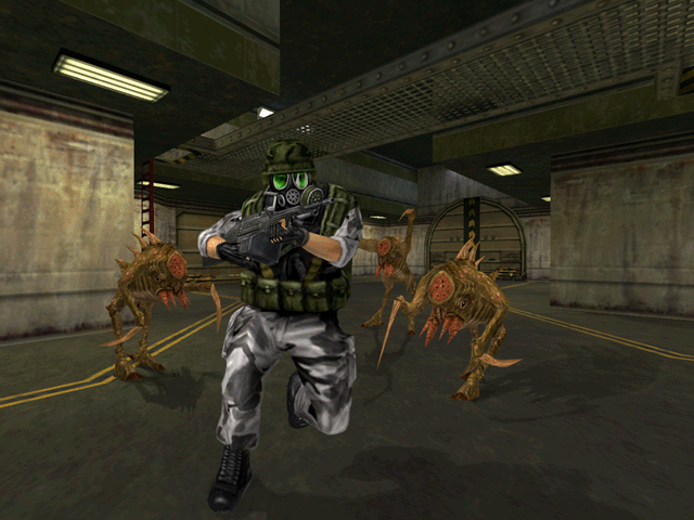 Adrian being chased by Pit Drones. Adrian being chased by Pit Drones.