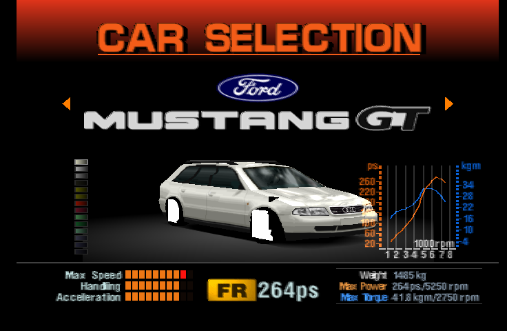 An Audi A4 Avant 2.8 quattro (ga4tn); only the sedan exists in the final game. Has a replay name and banner.