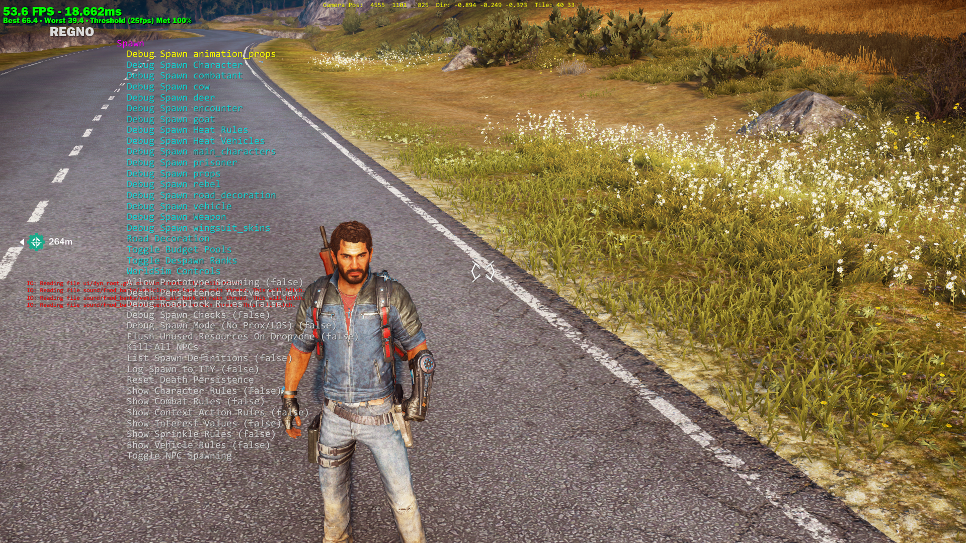The spawn submenu of the beta debug menu. The spawn submenu of the beta debug menu.