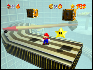 Star 5. This seems to have been replaced by the "Stomp on the Thwomp" Star in the final game. Star 5. This seems to have been replaced by the "Stomp on the Thwomp" Star in the final game.