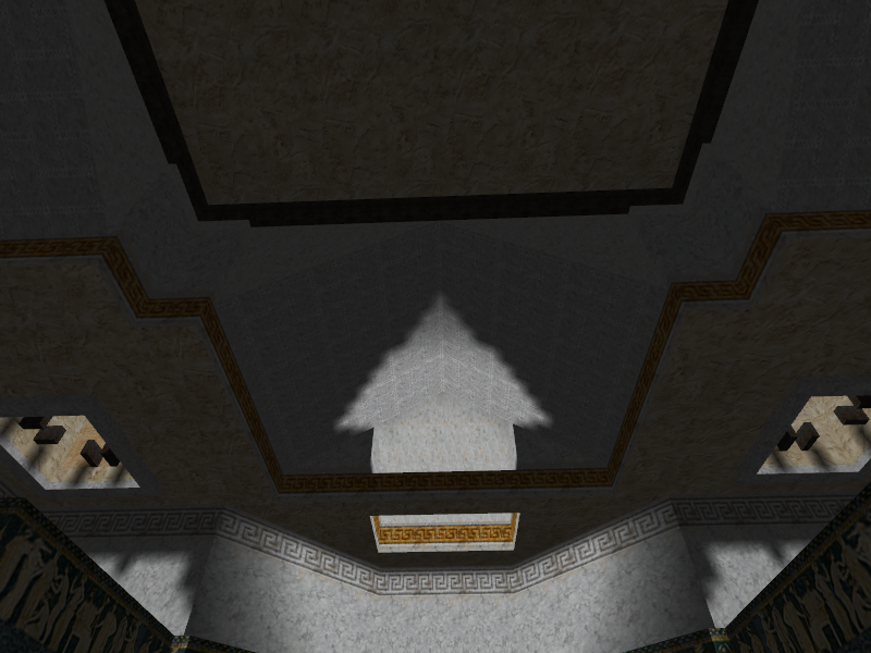 Lighting above the end of the walkways.