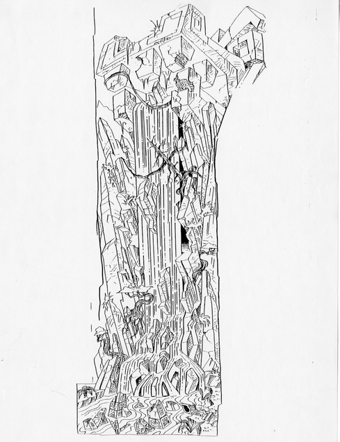 Concept art of a waterfall. Concept art of a waterfall.