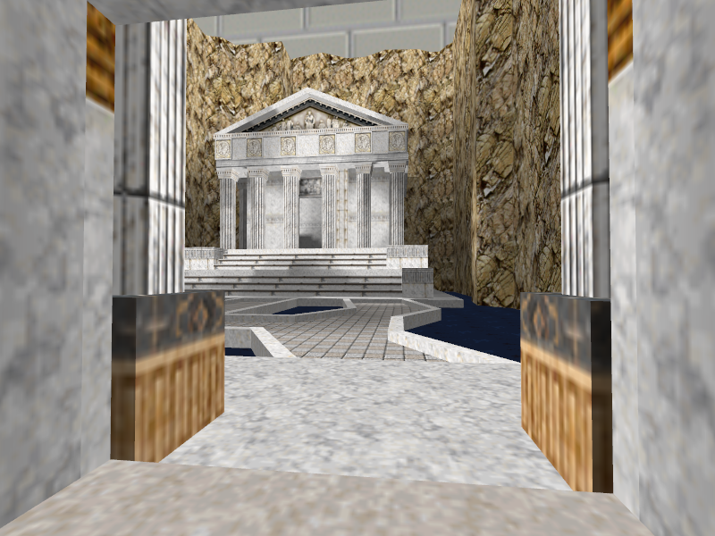 View of the temple from the indoor area's lower floor.