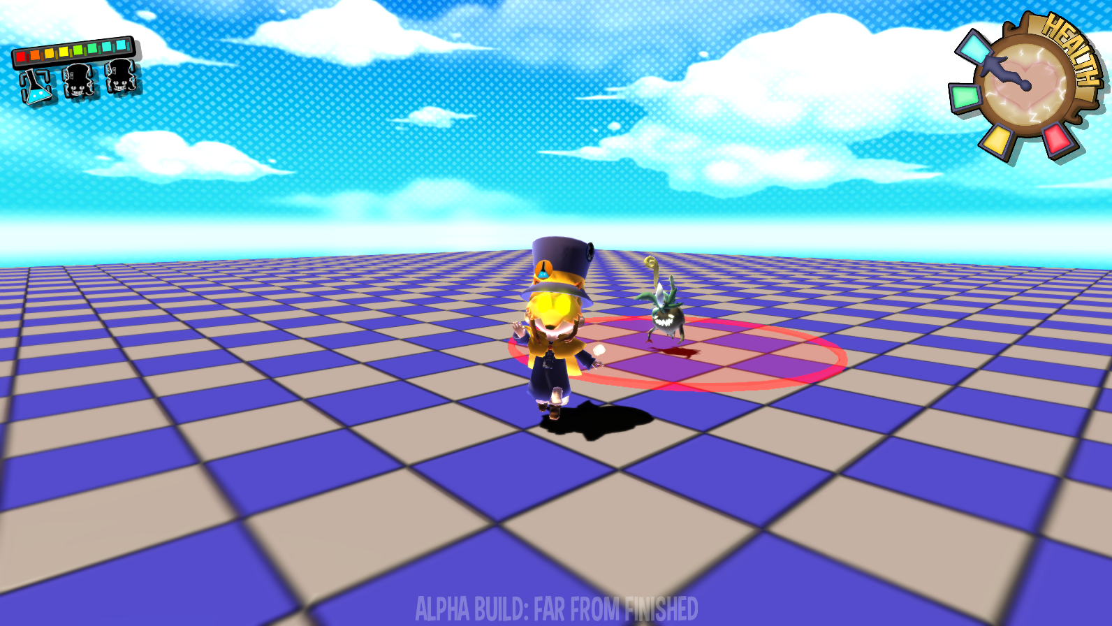 The player being chased by a Shromb. The player being chased by a Shromb.