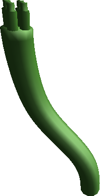 A big green cord that's in a different shape. A big green cord that's in a different shape.