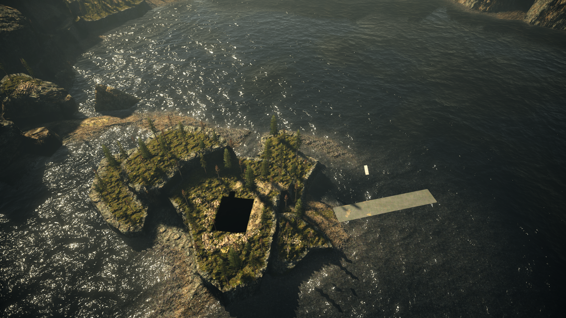Starting island that would've housed the Bird Leg Cabin Replica Starting island that would've housed the Bird Leg Cabin Replica