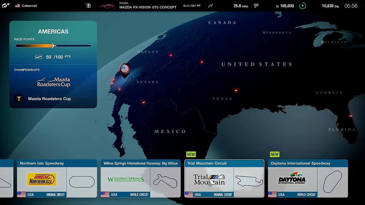 Selecting a track in Gran Turismo World. Selecting a track in Gran Turismo World.