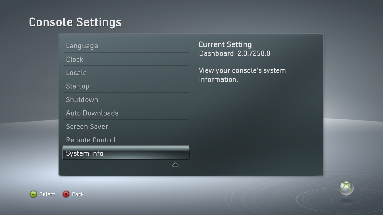 System Info button