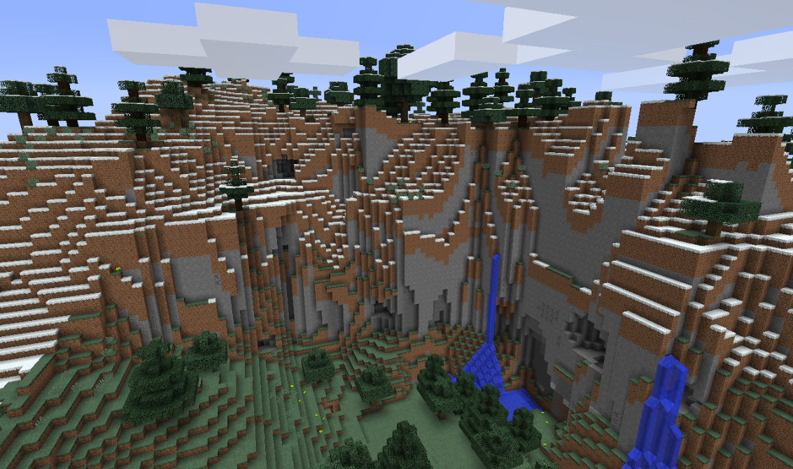 A screenshot of an extreme hills+ biome in 13w36a. A screenshot of an extreme hills+ biome in 13w36a.