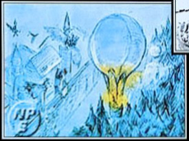 A hot air balloon inflitrating some fortress at night. A hot air balloon inflitrating some fortress at night.