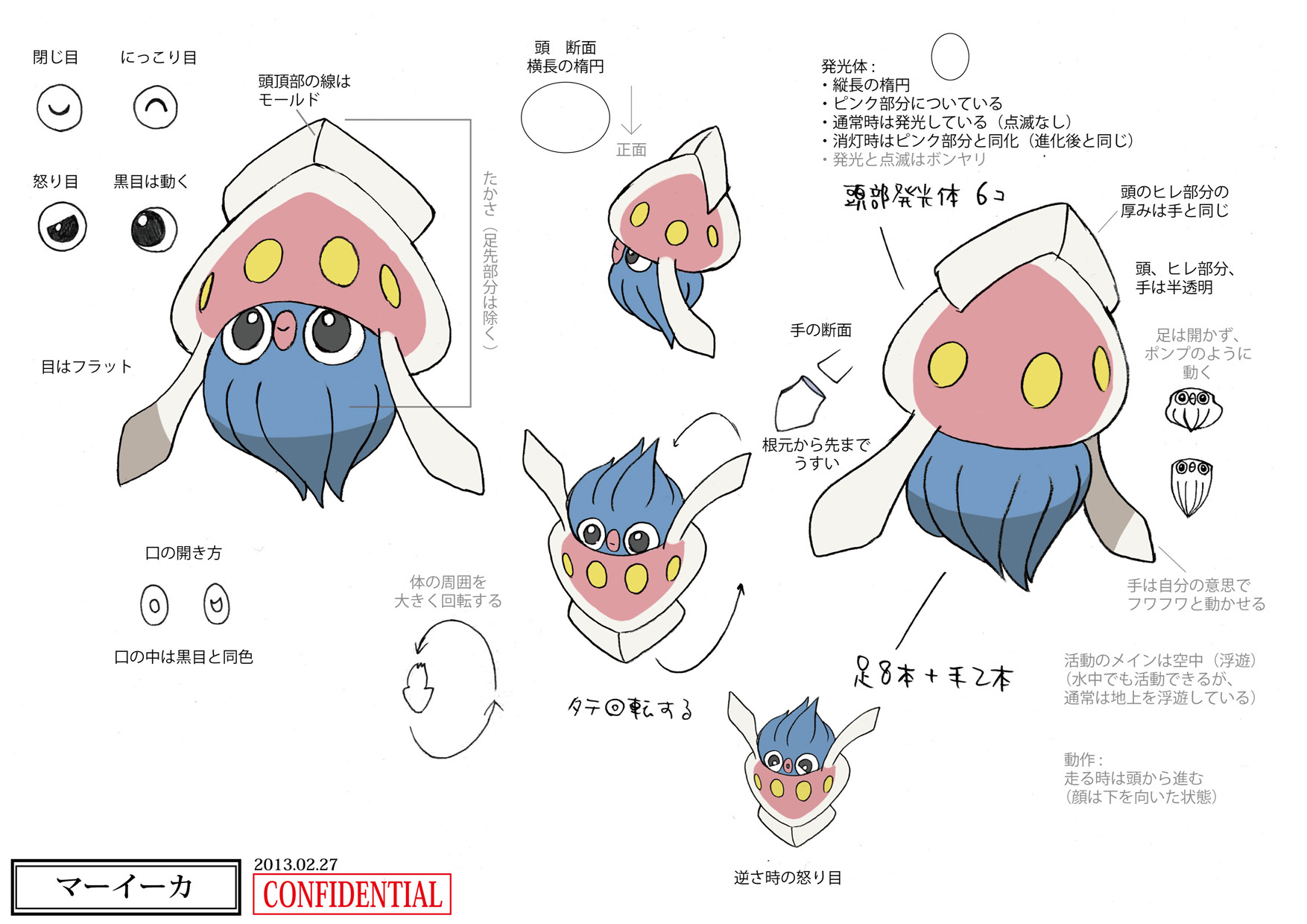 PokeXY_ConceptArt_マーイーカ_三面図.png