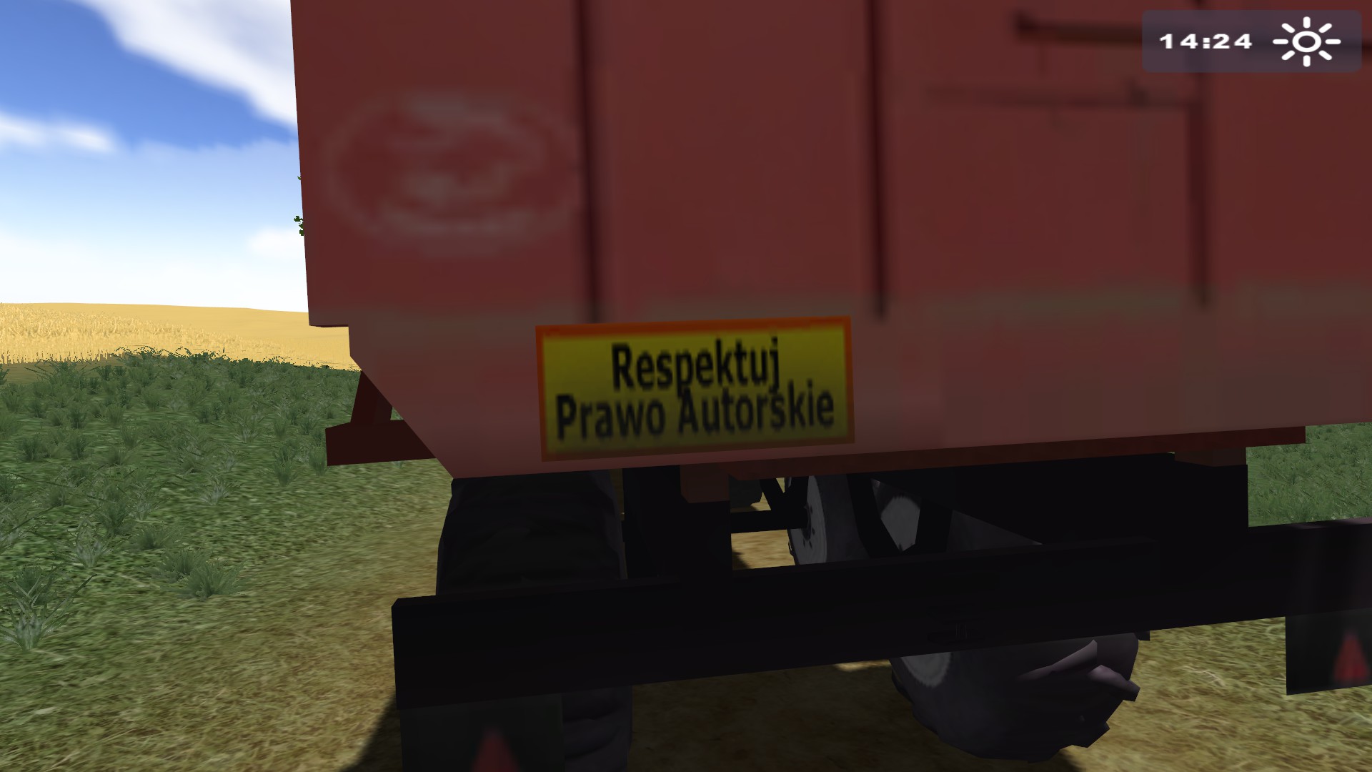 The sticker on the tipper's tailgate.