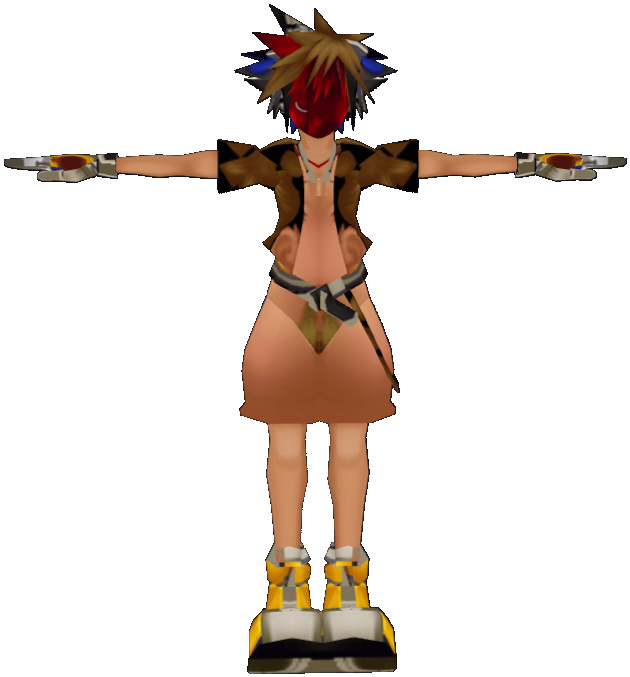 Sora in his original outfit in the beginning of Kingdom Hearts II. Sora in his original outfit in the beginning of Kingdom Hearts II.