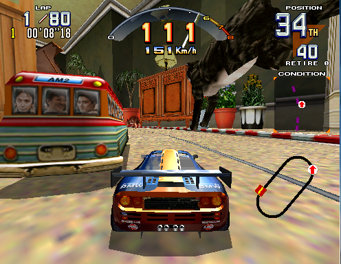 We see a cat chasing a mouse throughout the course, notice the windows on the bus.