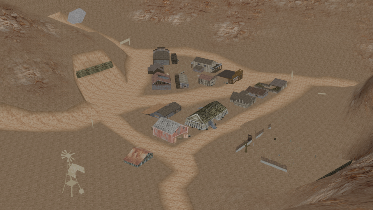 Isometric view of the titular ghost town.