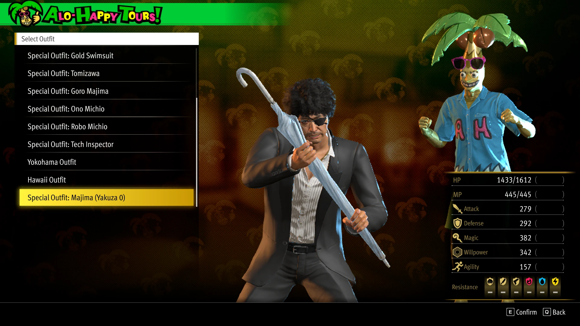 Nanba's "Yakuza 0 Majima" DLC outfit.