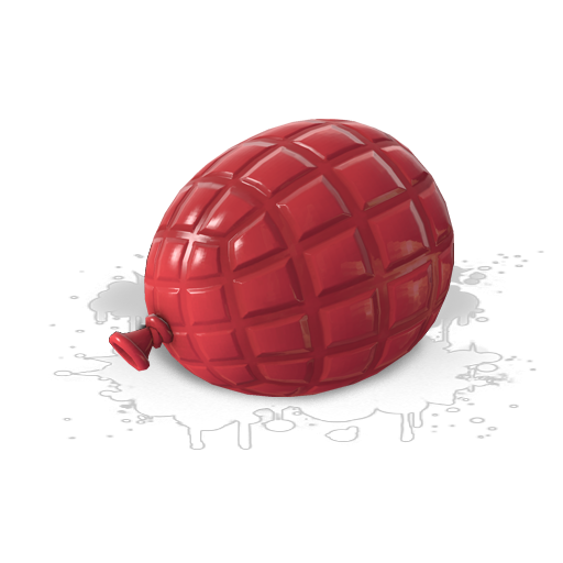 Likely-unused pink grenade paint bomb.