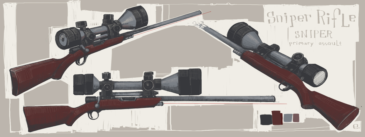 Sniper Rifle concept art. Sniper Rifle concept art.