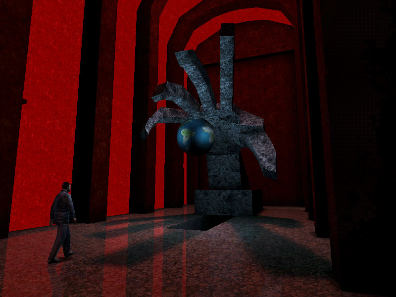 Hand statue, missing path to elevator?