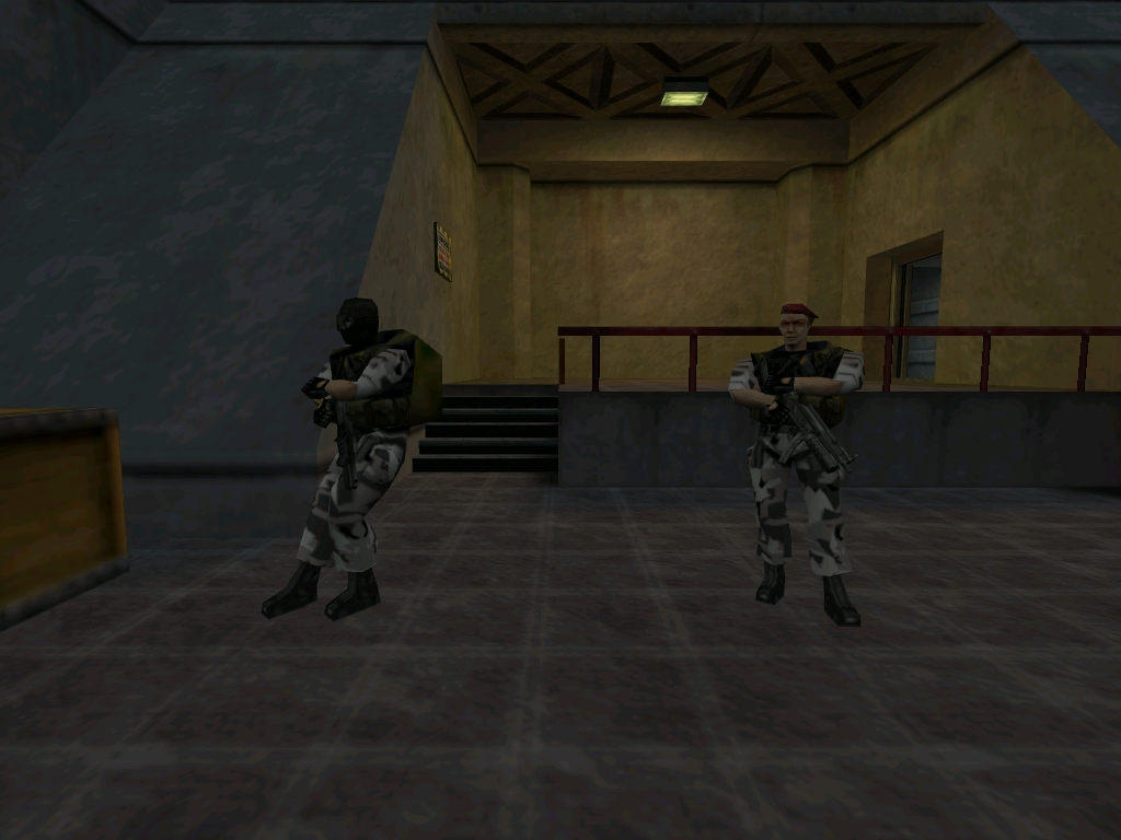 Image showing the Human Grunts in C2a2g using the converse animations. Note that the one on the left is using converse2, but is not leaning against anything.