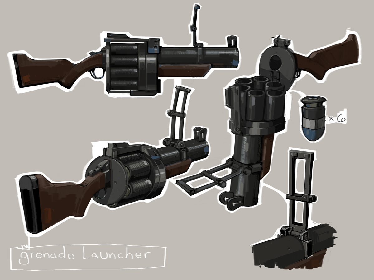 Grenade Launcher concept art. Grenade Launcher concept art.