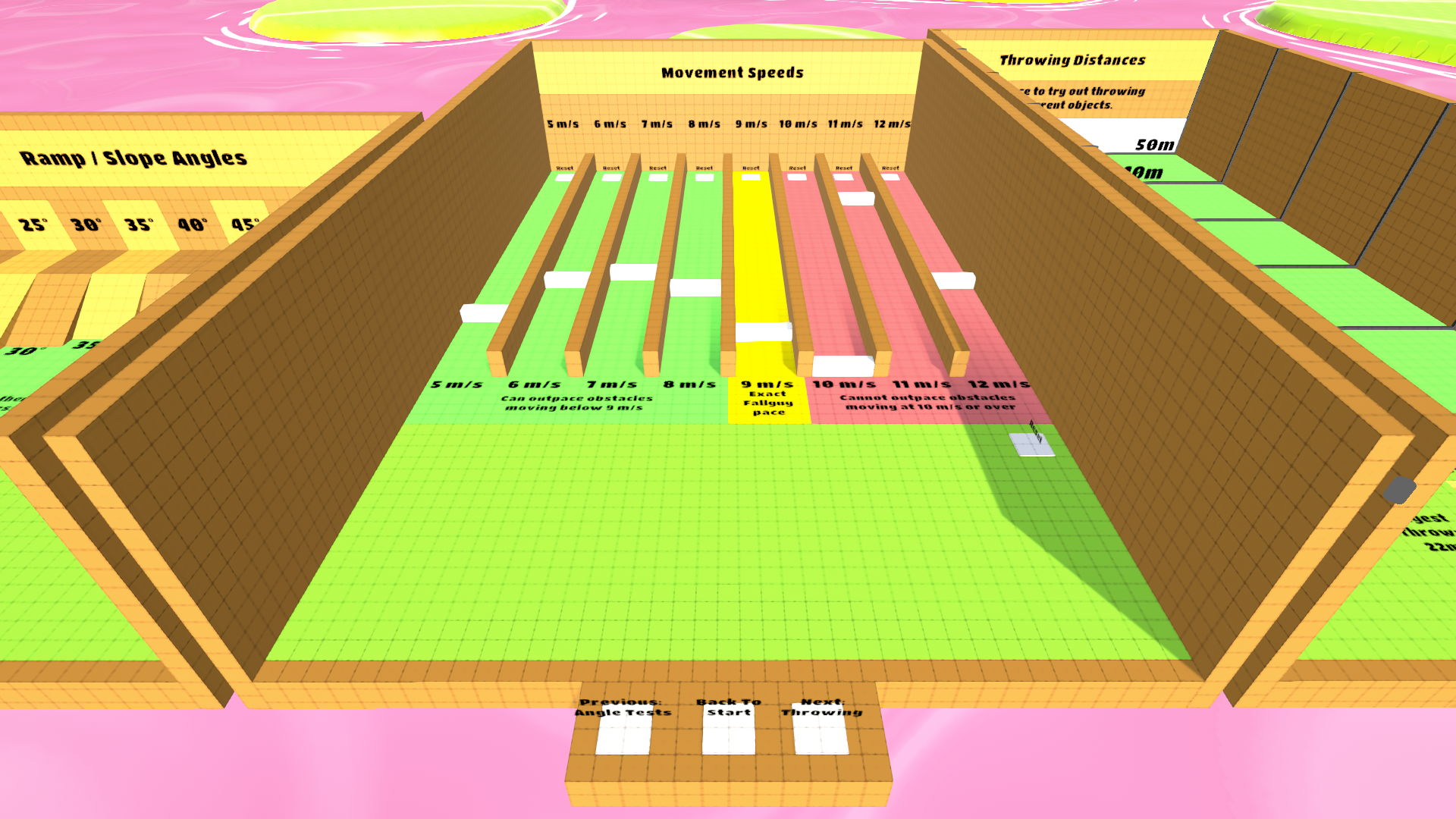 The fifth room compares various speeds with the Fall Guy's base speed.