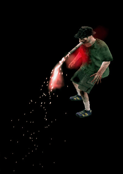 Flare in a zombie's mouth.