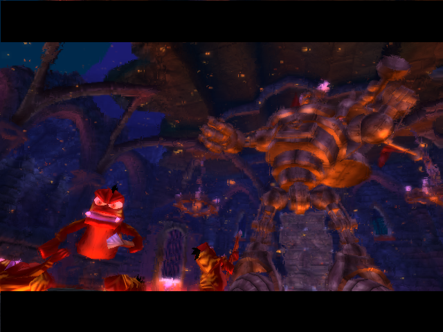 Flumps during a cinematic for the boss. Flumps during a cinematic for the boss.