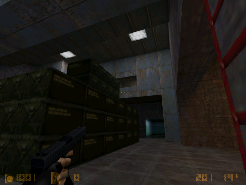 Looking at the hostage room from the main room.