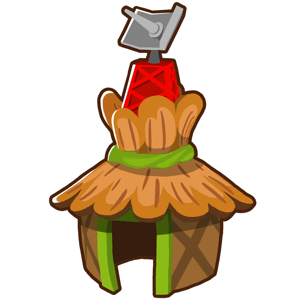 Unused version of 0-1-0 Monkey Village Tower Icon, shows some minor differences such as the radar base being red instead of grey with a different satellite.
