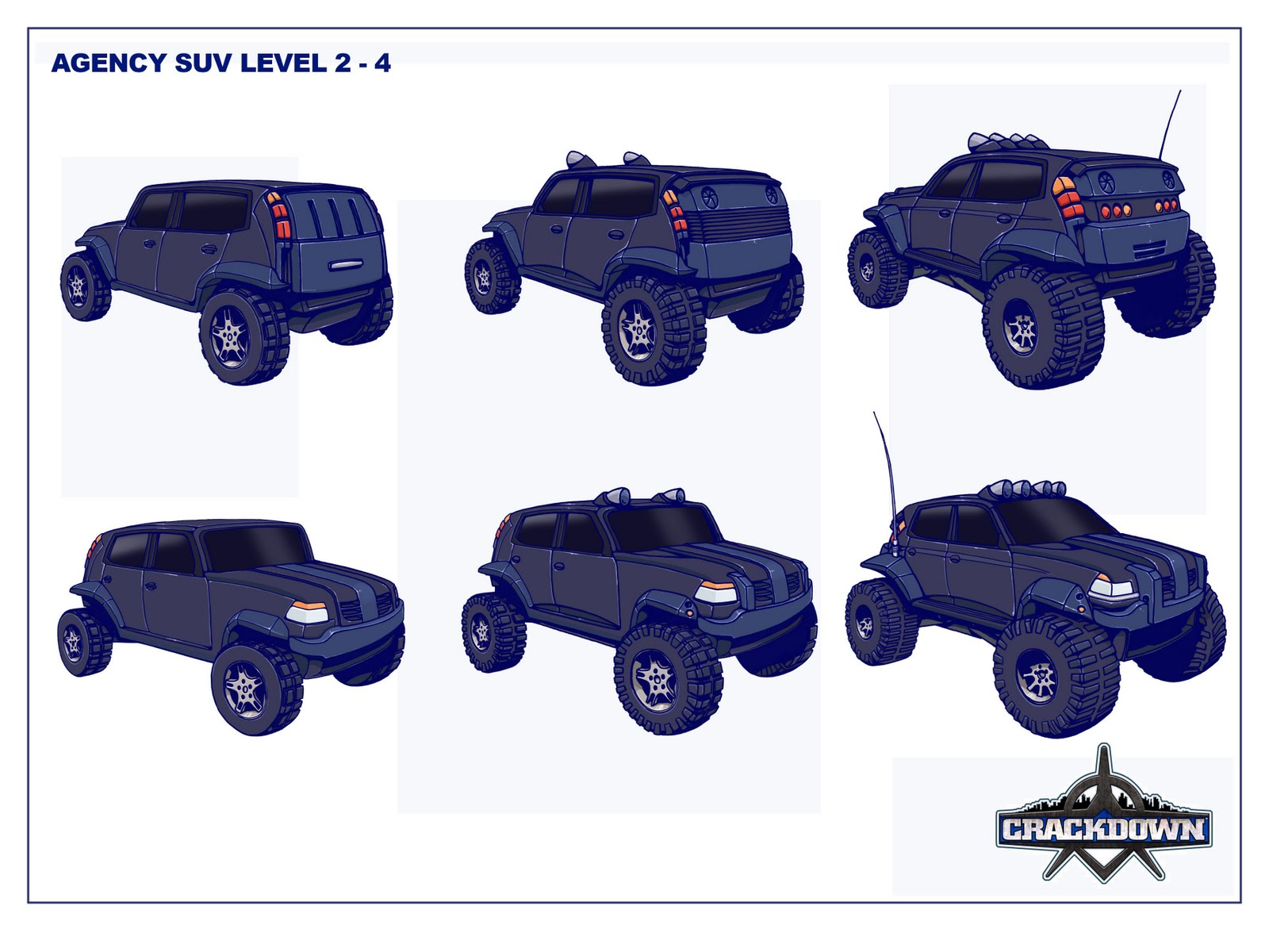 Drafts of the Agency SUV levelling up.
