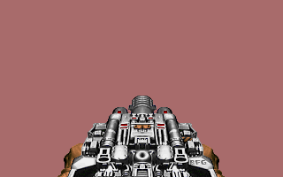 An earlier style for the BFG-9000 as a predecessor known as the BFG-2704. Notably, you can see Doomguy's hands on the sides of the gun. Later was changed where the muzzle was replaced with the plasma rifle's, albeit larger.