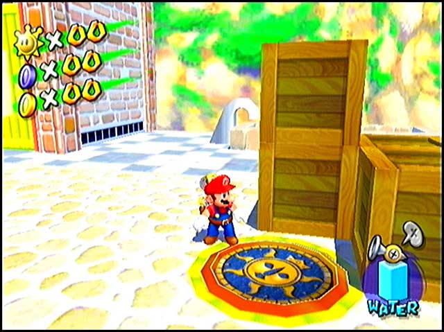 The crates around the manhole were removed from the final game and the Sunglasses vendor isn't near the pool. The crates around the manhole were removed from the final game and the Sunglasses vendor isn't near the pool.