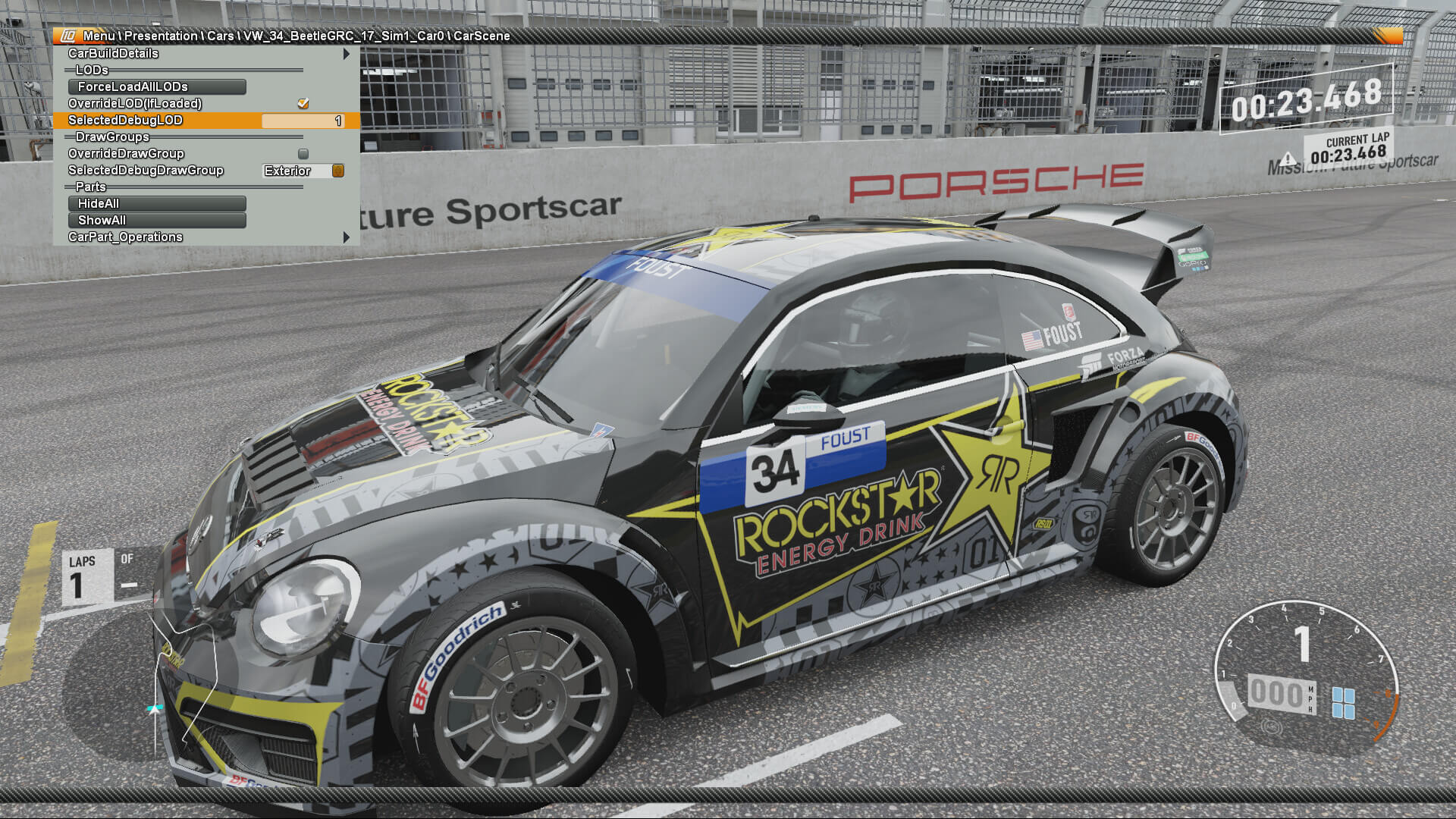 2017 Volkswagen #34 Andretti Rallycross Beetle. Debuted in FH4 at launch. This would've made me laugh, but it's just plastered with so much sponsorship, there's gotta be something to it, right? It's like Herbie The Lovebug," Gone all Hollywood. Though... no doubt it's souped up like crazy, to trick the unsuspecting.