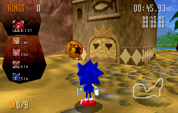 Behind a palm tree near the first ring door.