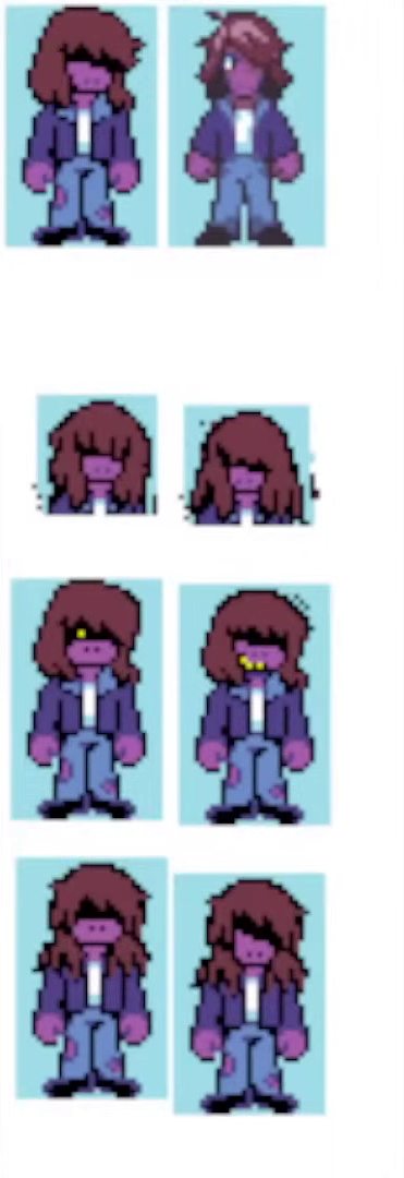 Deltatrigger? Chrono Rune?|Susie shown in many different sprite styles. Her hairstyle appears to be straight rather than messy in comparison. Deltatrigger? Chrono Rune?|Susie shown in many different sprite styles. Her hairstyle appears to be straight rather than messy in comparison.