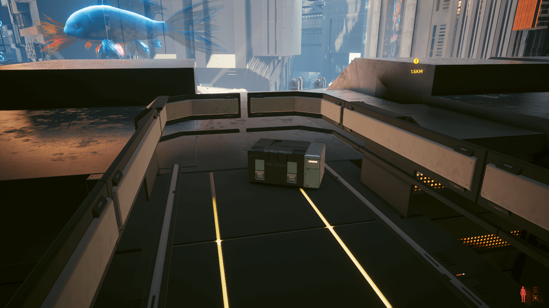 An inaccessible loot chest located next to one of the docking bays An inaccessible loot chest located next to one of the docking bays