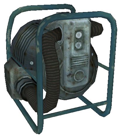 A "fusion generator", according to the unused mesh's filename. Used in Sloan in Fallout: New Vegas. A "fusion generator", according to the unused mesh's filename. Used in Sloan in Fallout: New Vegas.