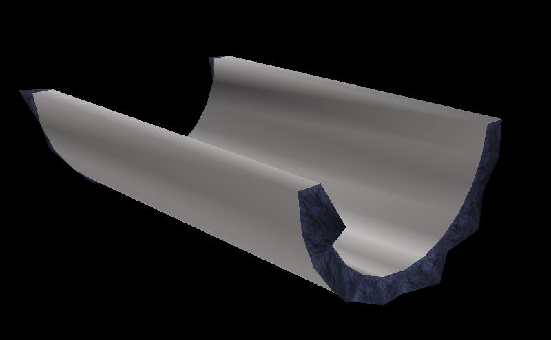 A strange, curved platform made of wood and purple rock that has orange top parts with arrows pointing upwards. Only used in the tornado section. Like the previous, it's set up to use OBJ_WINDY, but just uses the first few texture slots instead of what a nearby texlist says.