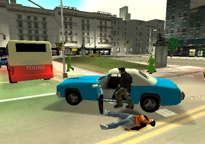 The statues, as seen in an early screenshot.