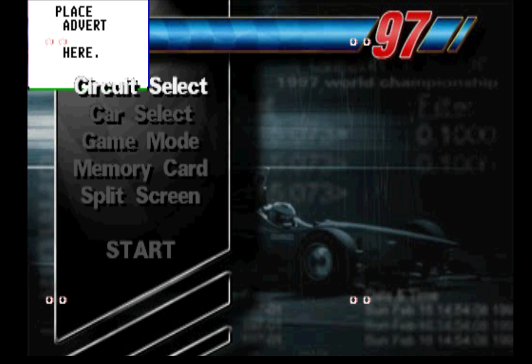 And odd pop up when pressing the Circle button, possibly ads were meant to feature in the game?