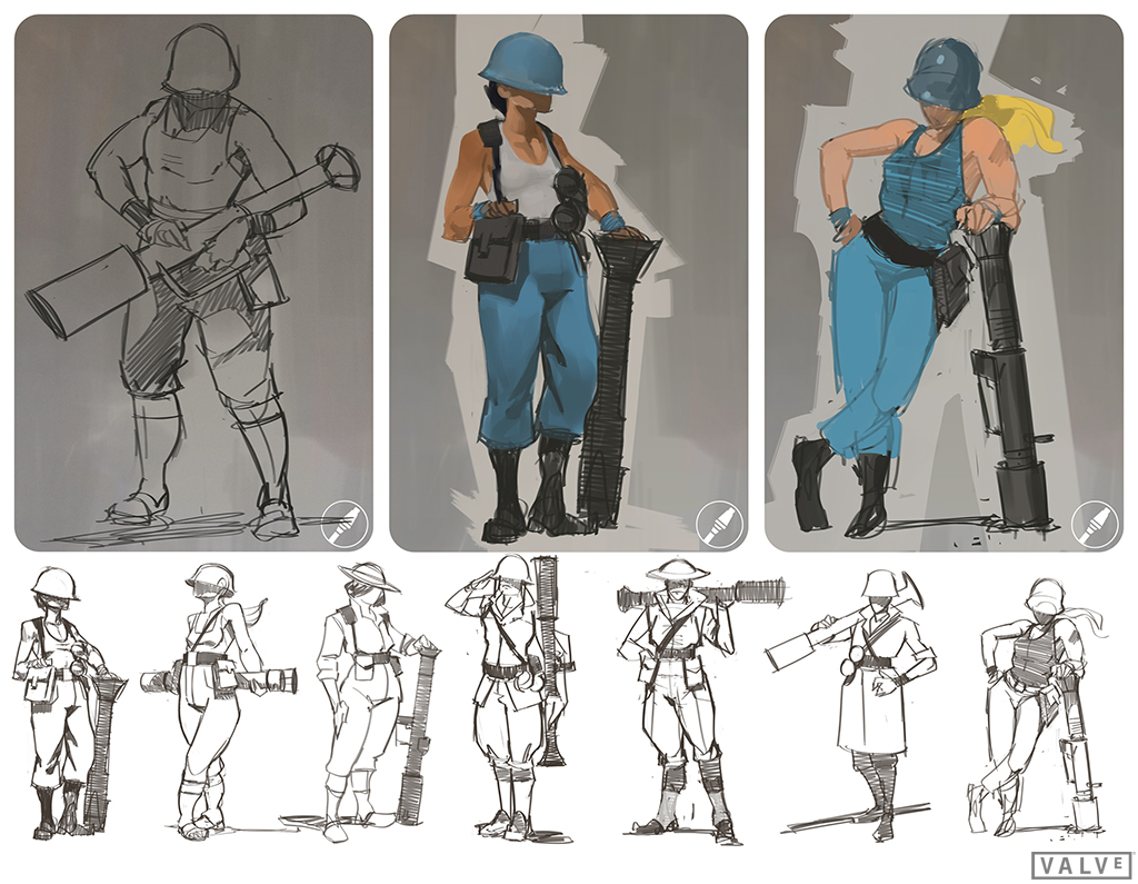 Concept art of a female Soldier. Concept art of a female Soldier.