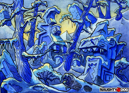 Concept art of the Snow levels. Concept art of the Snow levels.