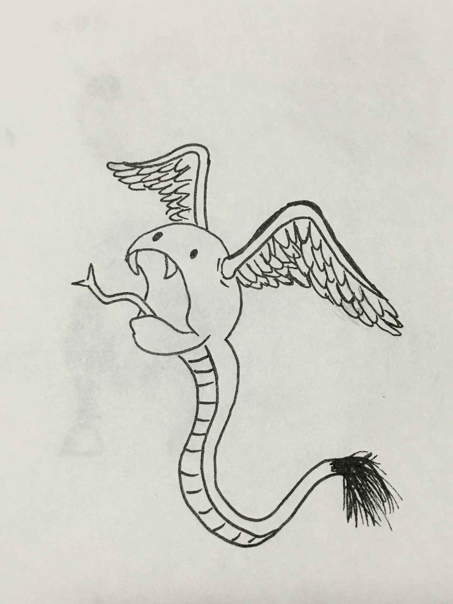 Suzuki. Concept art of an unused Flying Snake chimera. It has wings while also having the tail of an ox, designed to bite somewhere that isn't the ankles Suzuki. Concept art of an unused Flying Snake chimera. It has wings while also having the tail of an ox, designed to bite somewhere that isn't the ankles