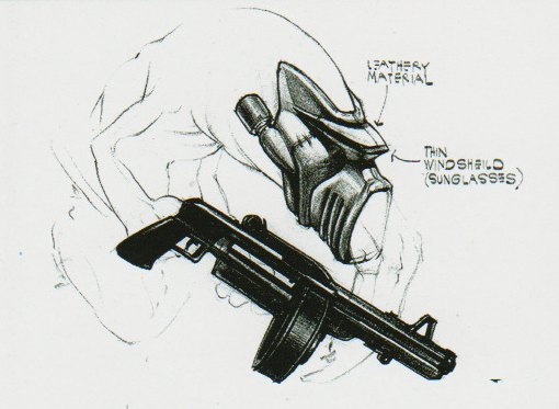 Sketch of the Slig's weapon and visors.