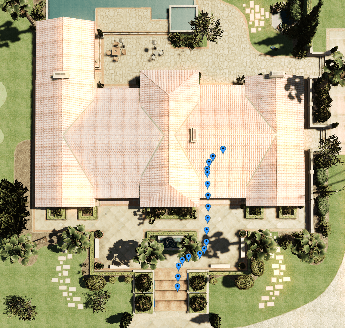 The positions rendered in-game. (Each blue marker is a position.) The positions rendered in-game. (Each blue marker is a position.)