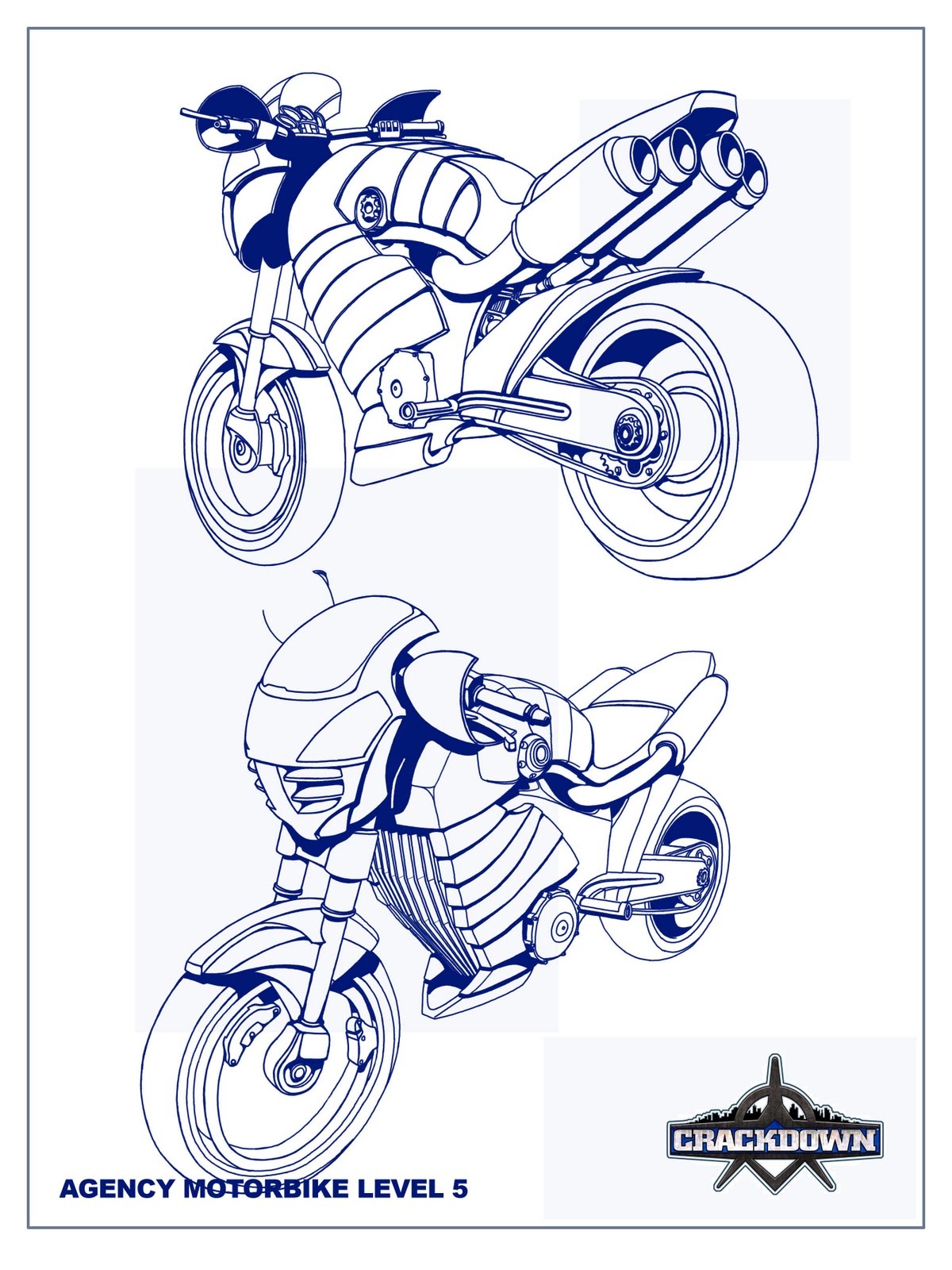 Concept art of an Agency Motorbike. (Fully levelled)